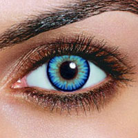triple color blue contacts