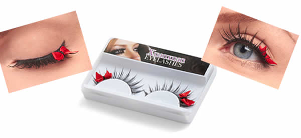Add highlights to your eyes with cute eyelashes with red bow